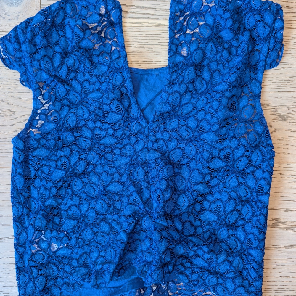 Talula Blue Lace Crop Top